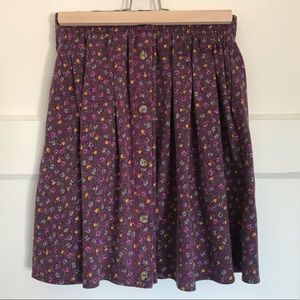 Vintage Purple Floral Mini Skirt w/ Pockets Small